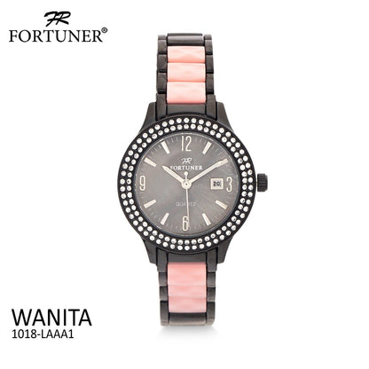 Fortuner Jam Tangan Analog Wanita Black Water Resist Carolina