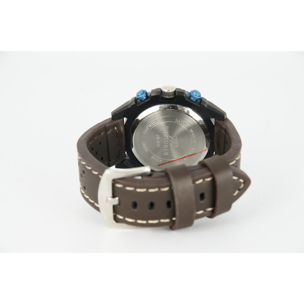 Fortuner Jam Tangan Analog Pria Chrono Water Resistant Kulit Deveon