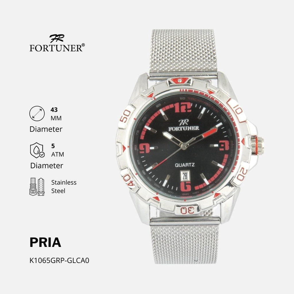 Fortuner Jam Tangan Pria Analog Strap Stainless Rantai Pasir Zaviero