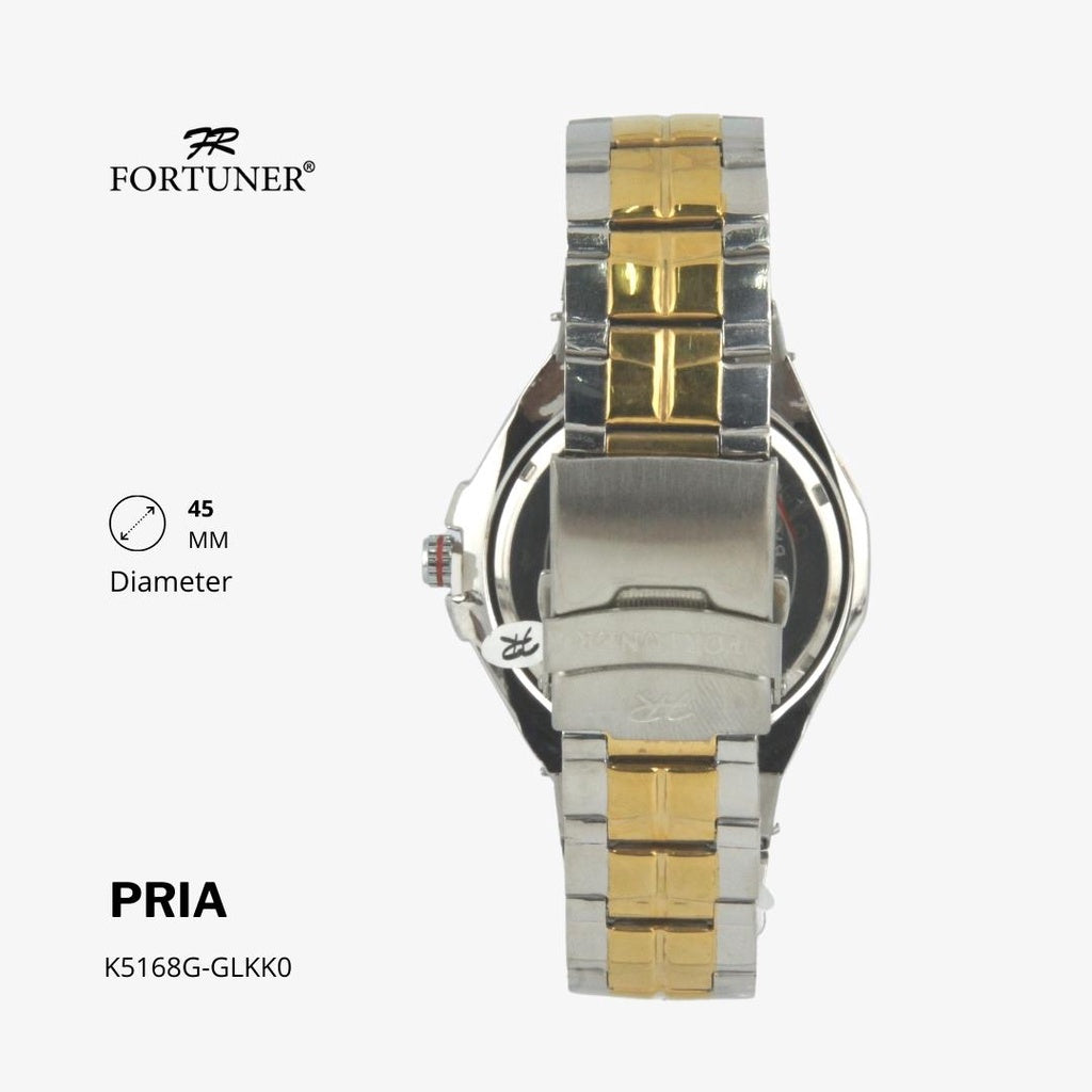 Fortuner Jam Tangan Fashion Pria Analog Water Resistant Rantai Stainless Silver Gold Haniel