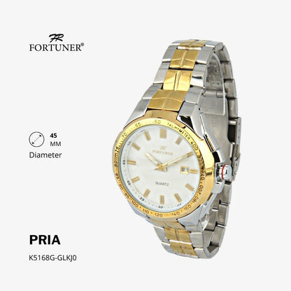 Fortuner Jam Tangan Fashion Pria Analog Water Resistant Rantai Stainless Silver Gold Haniel