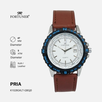 Fortuner Jam Tangan Analog Pria Water Resistant Kulit Xerxes