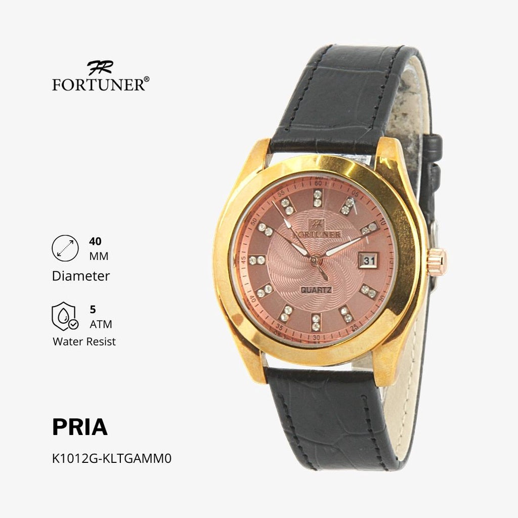 Fortuner Jam Tangan Analog Pria Kulit Water Resistant Addison