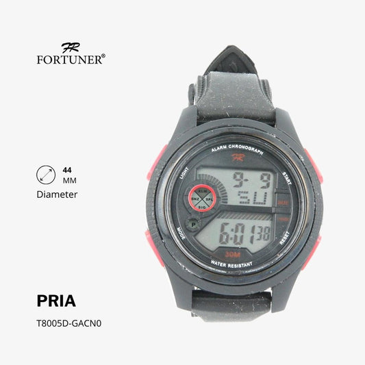 Fortuner Jam Tangan Digital Pria Black Water Resistant Rubber Gustavo