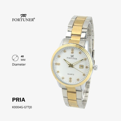 Fortuner Jam Tangan Casual Pria Analog Water Resistant Rantai Stainless Gold Silver Hitam Hadlea