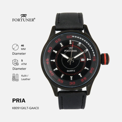 Fortuner Jam Tangan Pria Analog Sport Water Resistant Kulit Bane