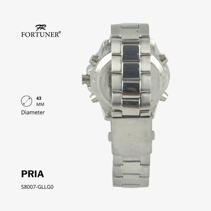 Fortuner Jam Tangan Pria Double Time Silver Black Water Resistant Giov