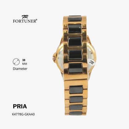 Fortuner Jam Tangan Klasik Pria Analog Gold Silver Water Resistant Romawi Rantai Halbert