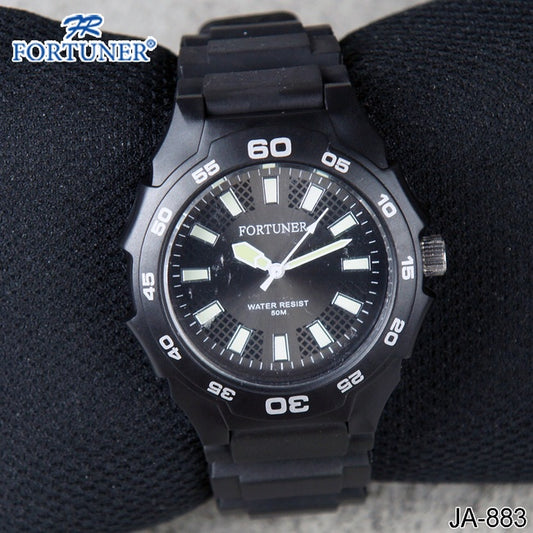 Fortuner Hitam Jam Tangan Pria Wanita Rubber Water Resist