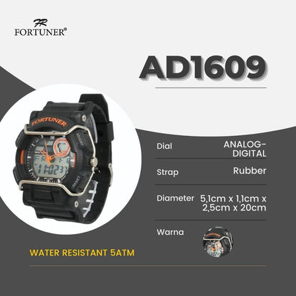 Fortuner Jam Tangan Pria Analog-Digital Sport Water Resist Kulit Dalibor