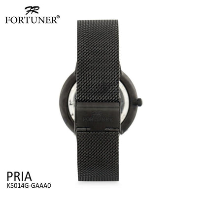 Fortuner Jam Tangan Analog Pria Rantai Stainless Water Resist Tahan Air K5014G Dial Polos Hitam