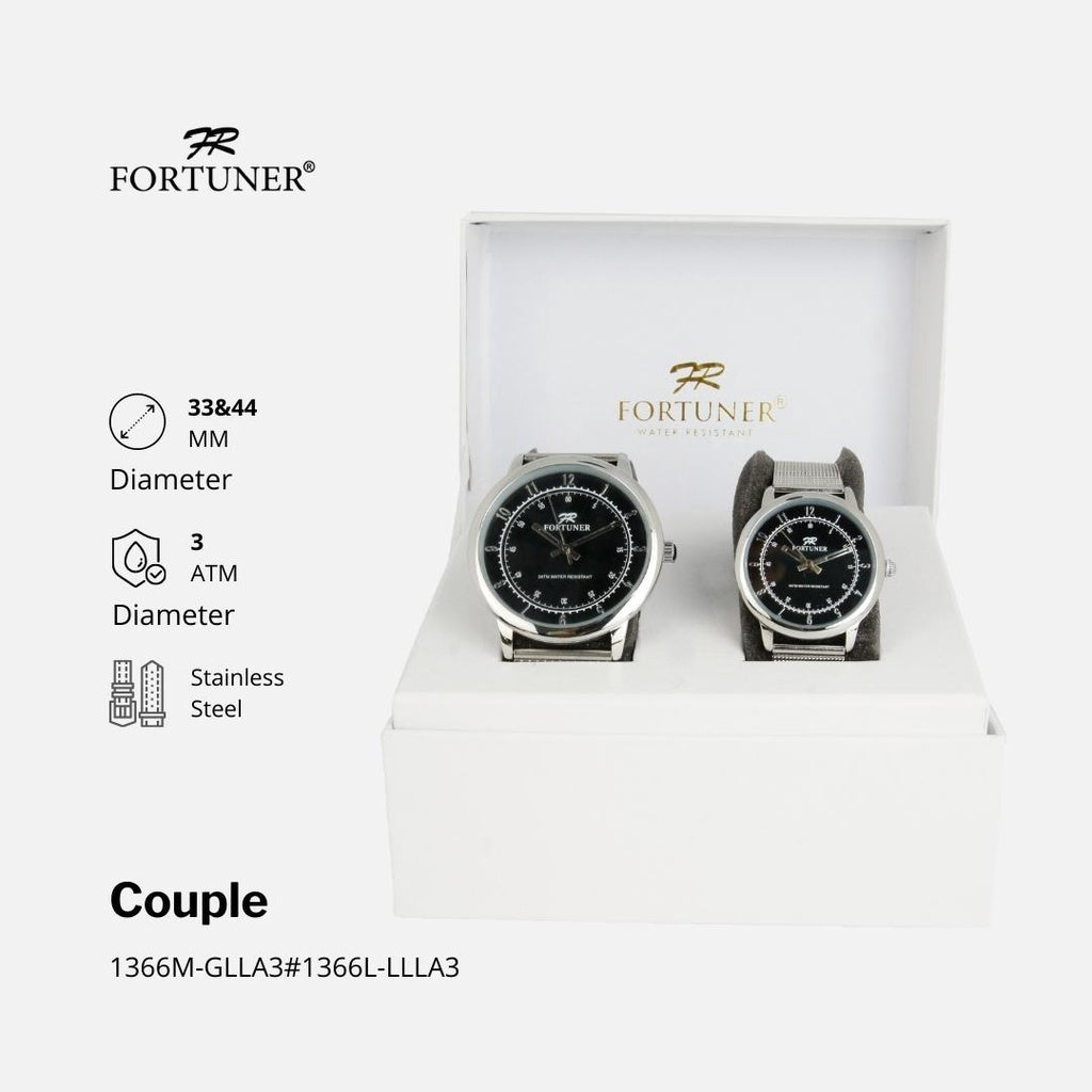 Fortuner Jam Tangan Couple Analog Water Resistant Rantai Pasir Milanese Arnett