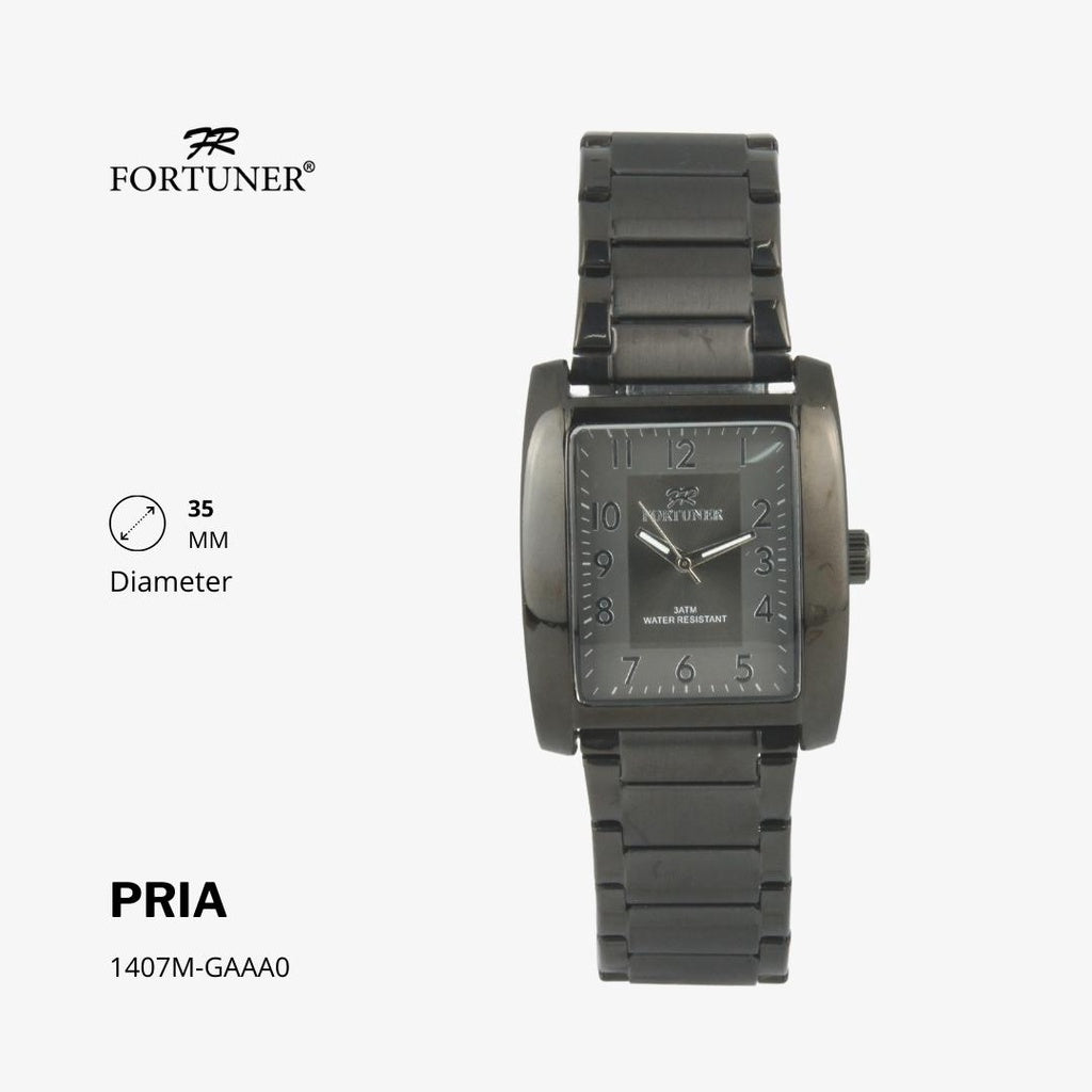 Fortuner Jam Tangan Fashion Pria Analog Water Resistant Rantai Stainless Gold Silver Hitam Heber