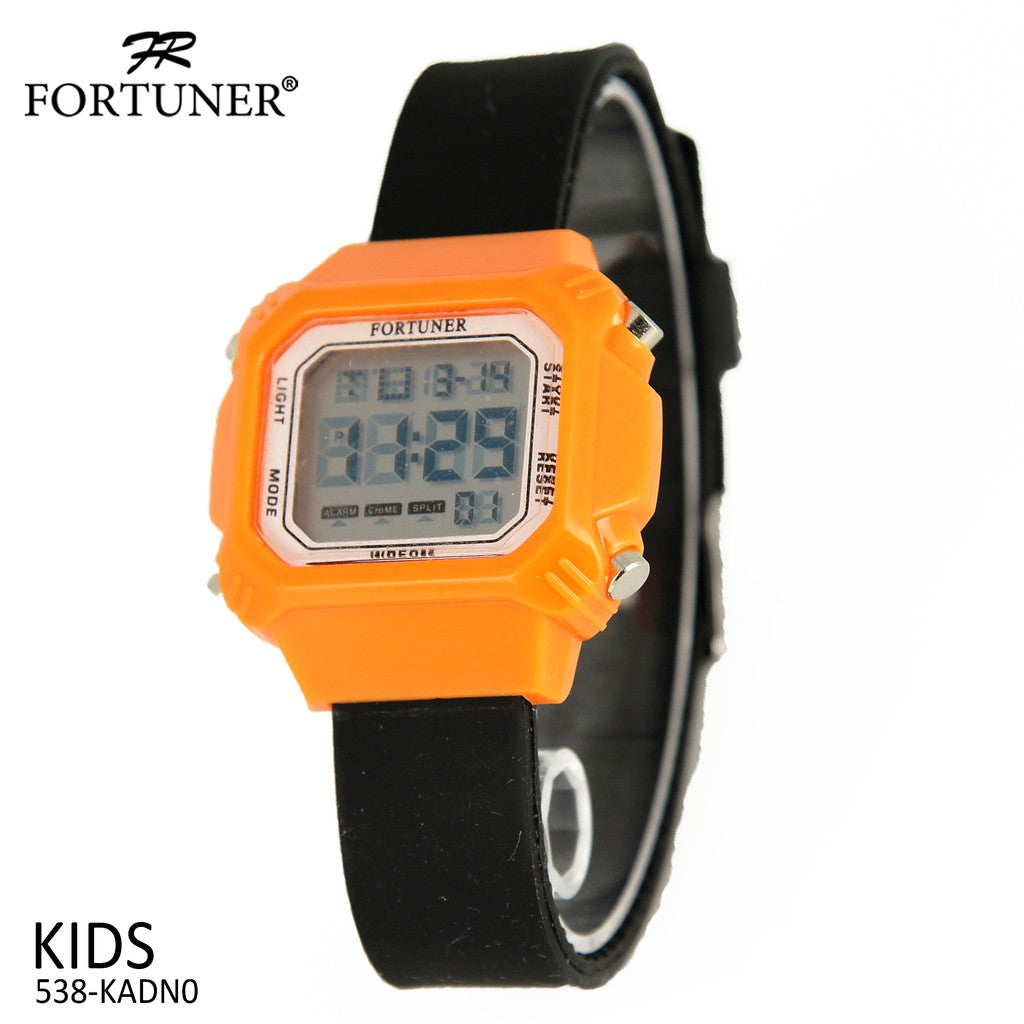 Fortuner Jam Tangan Anak Kids Watch Rubber Black Orange Alfy