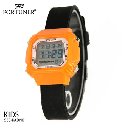 Fortuner Jam Tangan Anak Kids Watch Rubber Black Orange Alfy