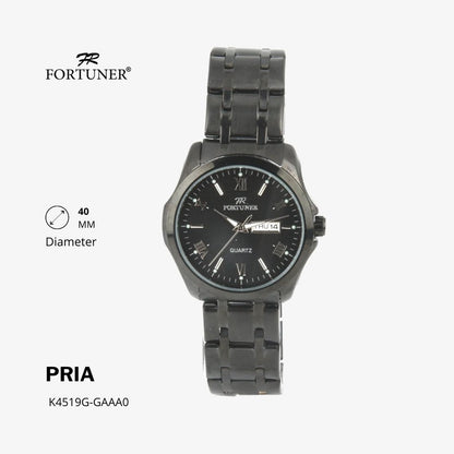 Fortuner Jam Tangan Analog Pria Day-Date Water Resistant Rantai Bonus Dompet dan Box Exclusive Lennox