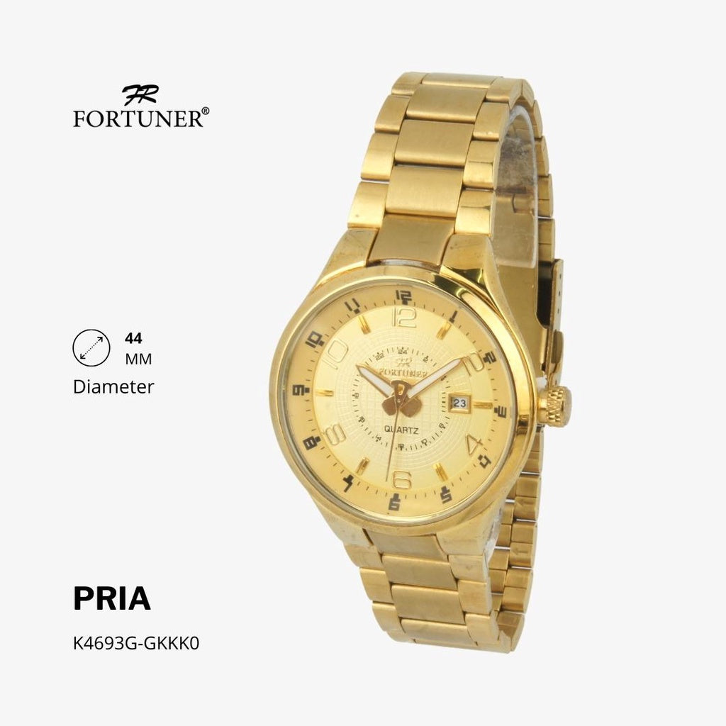 Fortuner Jam Tangan Fashion Pria Analog Water Resistant Rantai Stainless Gold Harrie