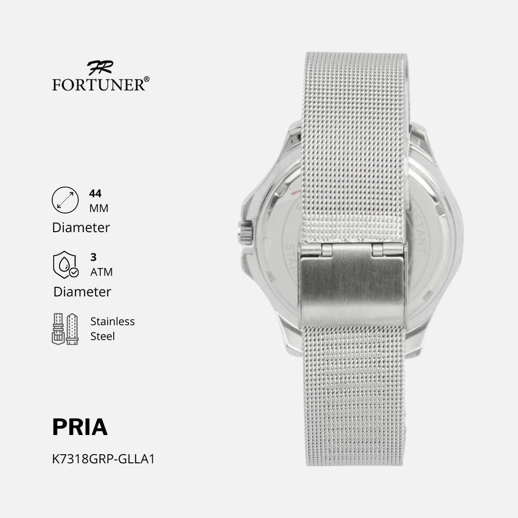 Fortuner Jam Tangan Pria Analog Strap Stainless Milanese Feivel