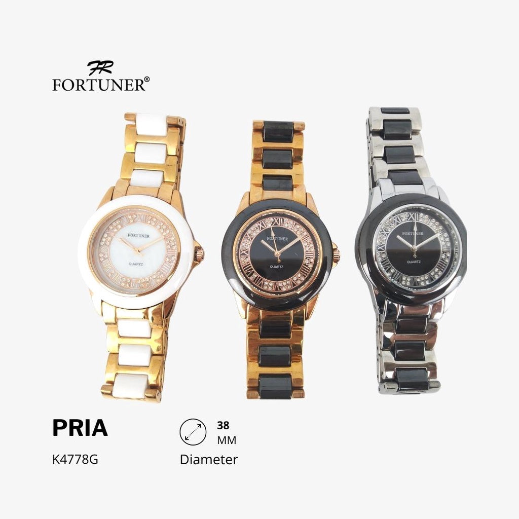 Fortuner Jam Tangan Klasik Pria Analog Gold Silver Water Resistant Romawi Rantai Halbert