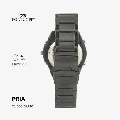 Fortuner Jam Tangan Sports Pria Analog-Digital Water Resistant Rantai Stainless Black Hardie