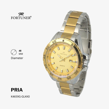 Fortuner Jam Tangan Fashion Business Pria Analog Water Resistant Rantai Stainless Silver Gold Hedrick