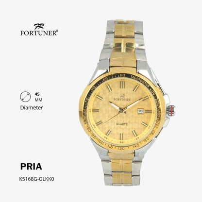 Fortuner Jam Tangan Fashion Pria Analog Water Resistant Rantai Stainless Silver Gold Haniel