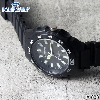 Fortuner Hitam Jam Tangan Pria Wanita Rubber Water Resist