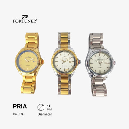 Fortuner Jam Tangan Fashion Pria Analog Water Resistant Rantai Stainless Harve