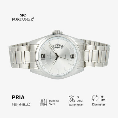 Fortuner Jam Tangan Stainless Pria Analog Klasik Water Resist Silver