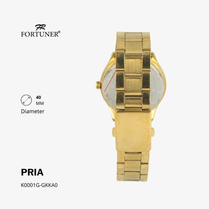 Fortuner Jam Tangan Casual Pria Analog Water Resistant Rantai Stainless Gold Silver Hitam Hammad