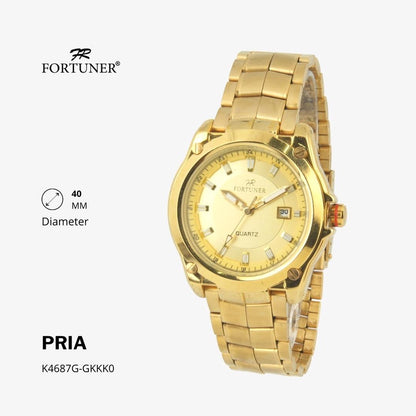 Fortuner Jam Tangan Pria Analog Water Resistant Rantai Stainless Silver Gold Hitam Hanford