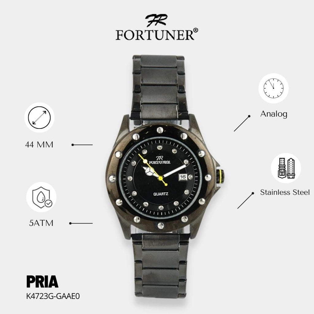 Fortuner Jam Tangan Analog Pria Water Resistant Rantai Howie