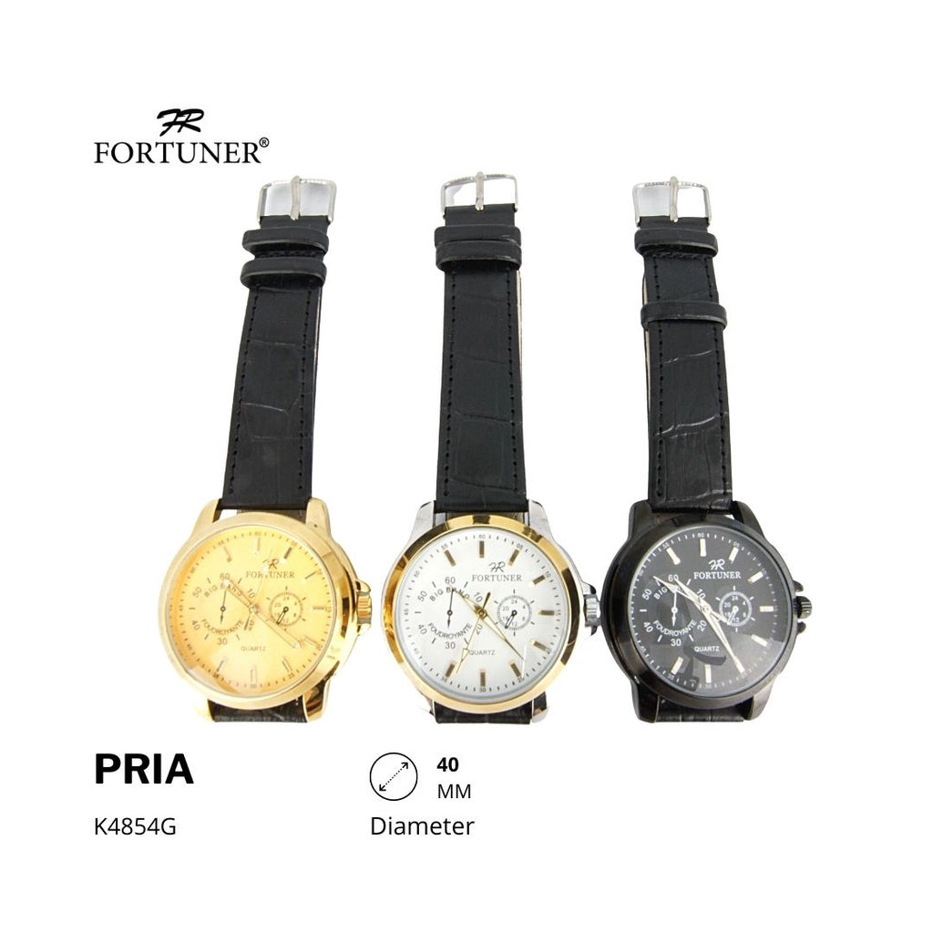 Fortuner Jam Tangan Classic Fashion Pria Analog Water Resist Kulit Hakan