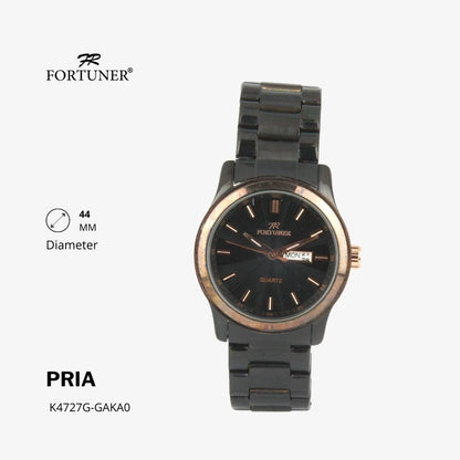 Fortuner Jam Tangan Analog Pria Day-Date Water Resistant Rantai Bonus Dompet dan Box Exclusive Preston