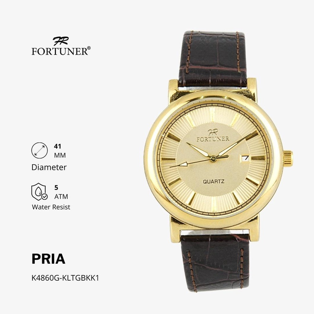 Fortuner Jam Tangan Analog Pria Kulit Water Resistant Anthony