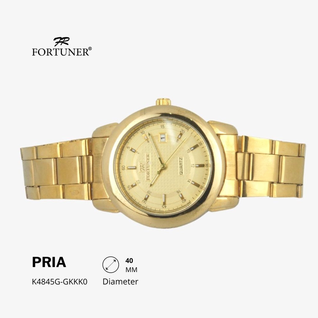 Fortuner Jam Tangan Fashion Pria Analog Water Resistant Rantai Stainless Gold Hilaire