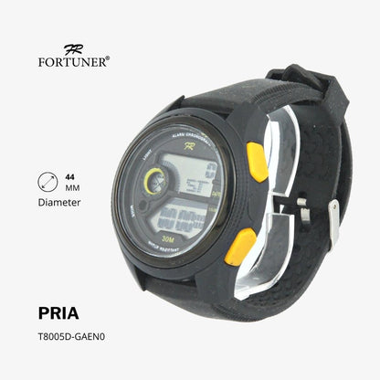 Fortuner Jam Tangan Digital Pria Black Water Resistant Rubber Gustavo