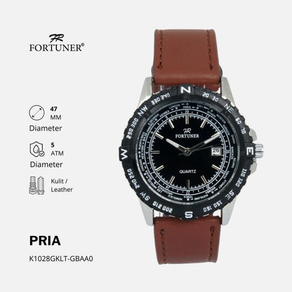 Fortuner Jam Tangan Analog Pria Water Resistant Kulit Xerxes