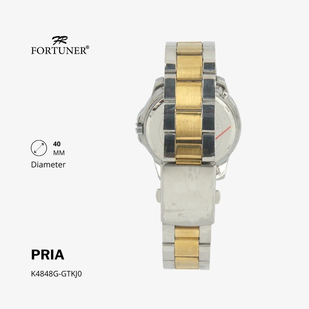 Fortuner Jam Tangan Casual Pria Analog Water Resistant Rantai Stainless Gold Silver Hitam Hoover