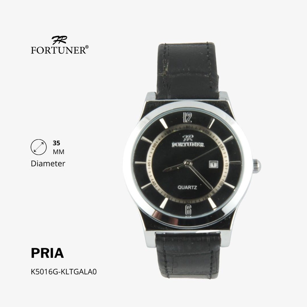 Fortuner Jam Tangan Analog Pria Water Resistant Silver Gold Kulit Hanoch