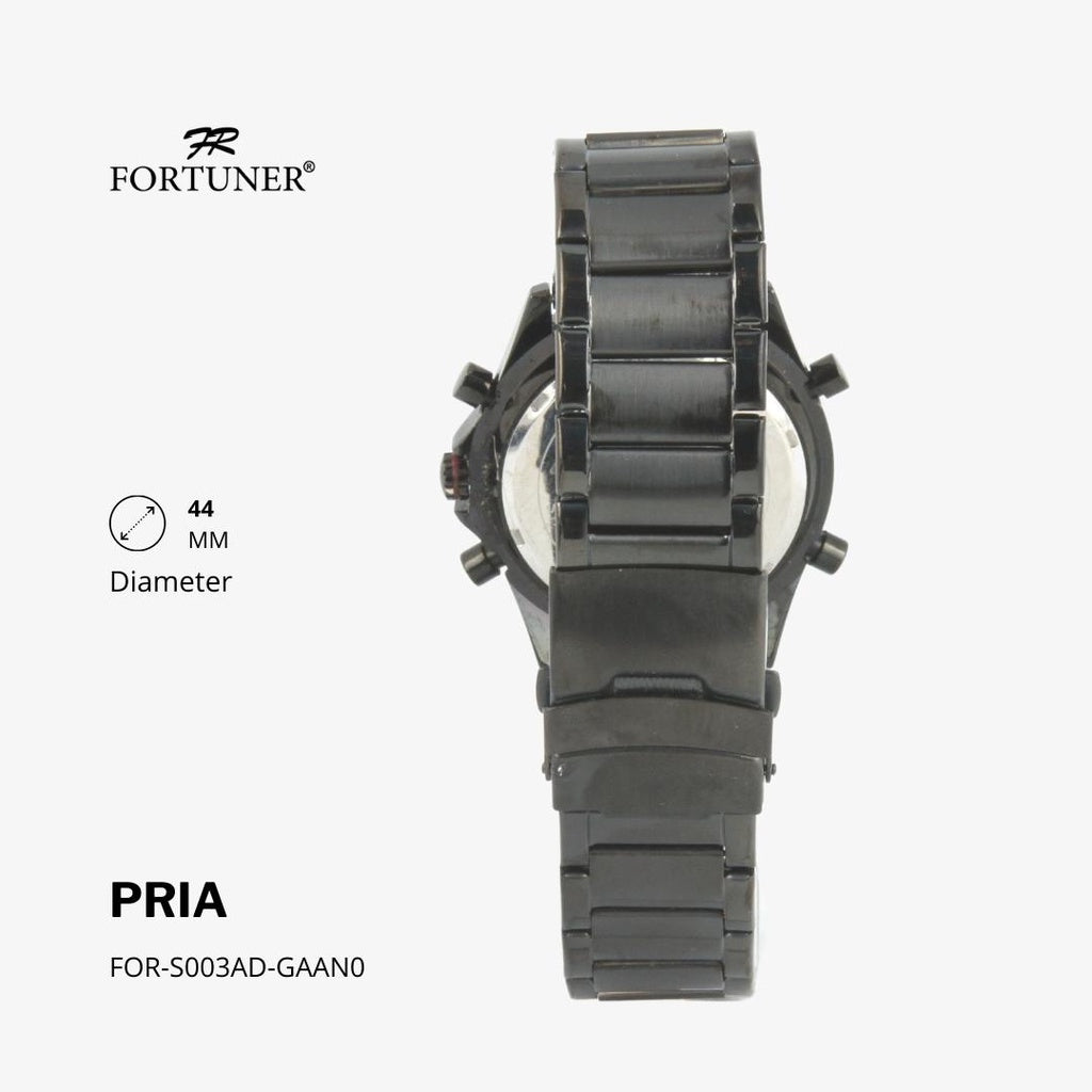 Fortuner Jam Tangan Sports Pria Analog-Digital Water Resistant Rantai Stainless Hitam Hali