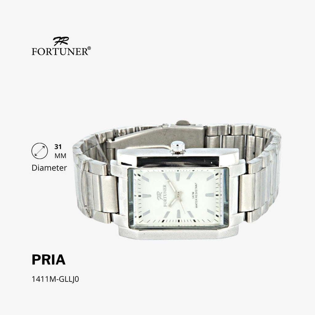 Fortuner Jam Tangan Analog Pria Silver Water Resistant Rantai Hamblin