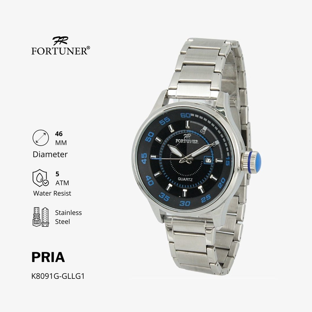 Fortuner Jam Tangan Analog Pria Water Resistant Rantai Wynndham