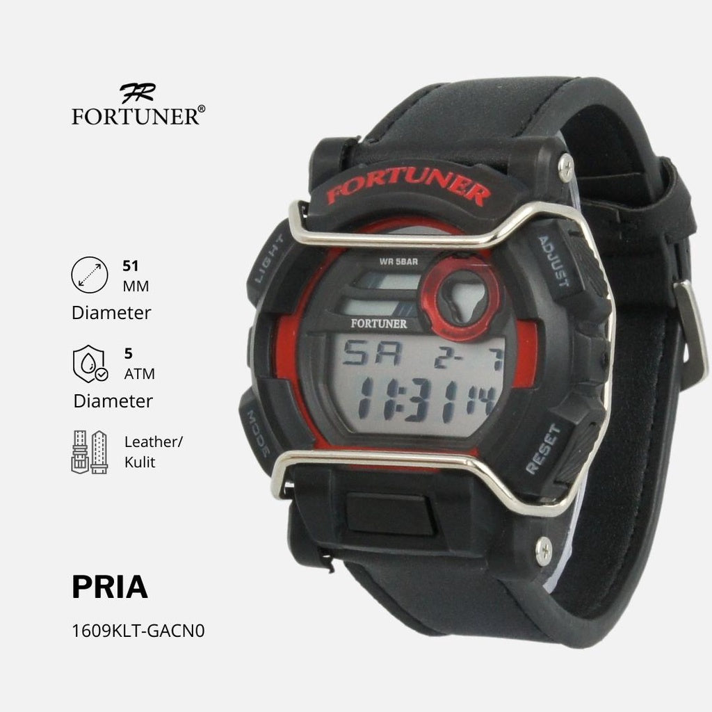 Fortuner Jam Tangan Pria Digital Sport Water Resist Kulit Alojz