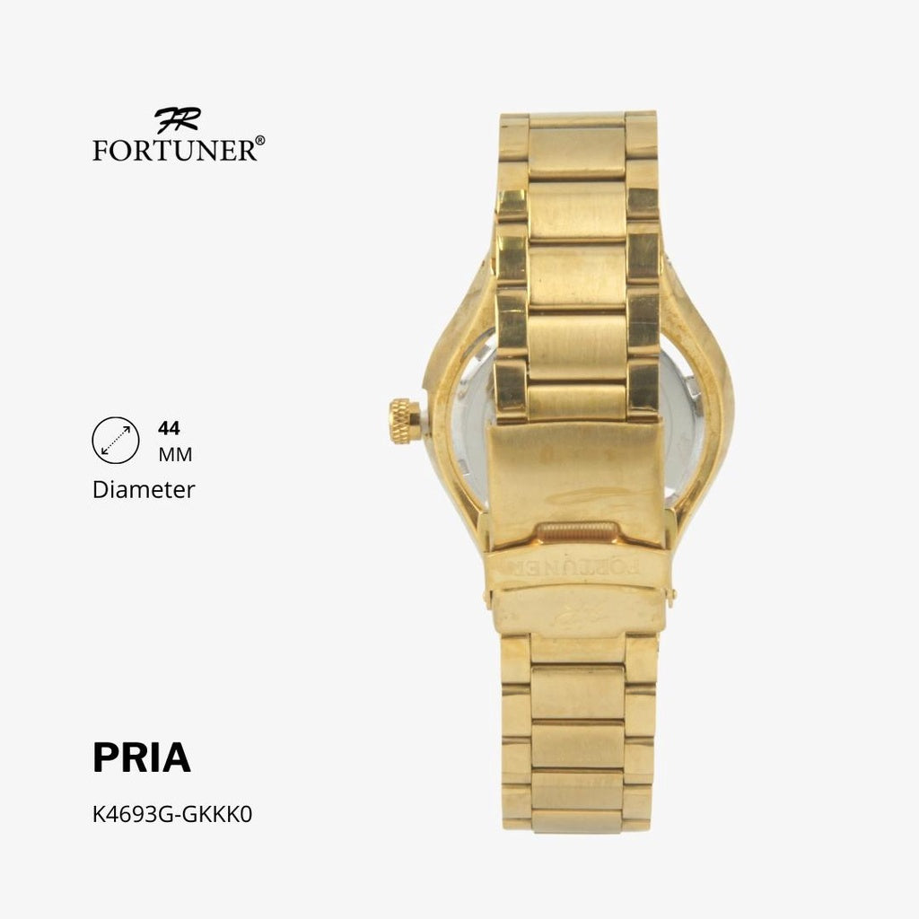 Fortuner Jam Tangan Fashion Pria Analog Water Resistant Rantai Stainless Gold Harrie