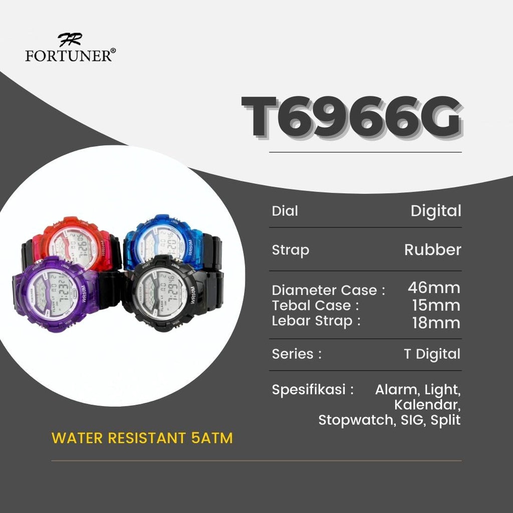 Fortuner Jam Tangan Sport Digital Remaja Anak Water Resist Rubber Jesse