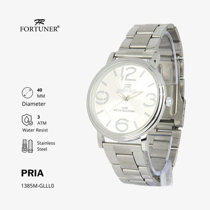 Fortuner Jam Tangan Water Resist / Tahan Air Pria Analog Rantai Stainless Black