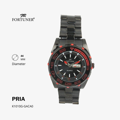 Fortuner Jam Tangan Analog Pria Day-Date Water Resistant Silver Black Bonus Dompet dan Box Exclusive Fairbanks