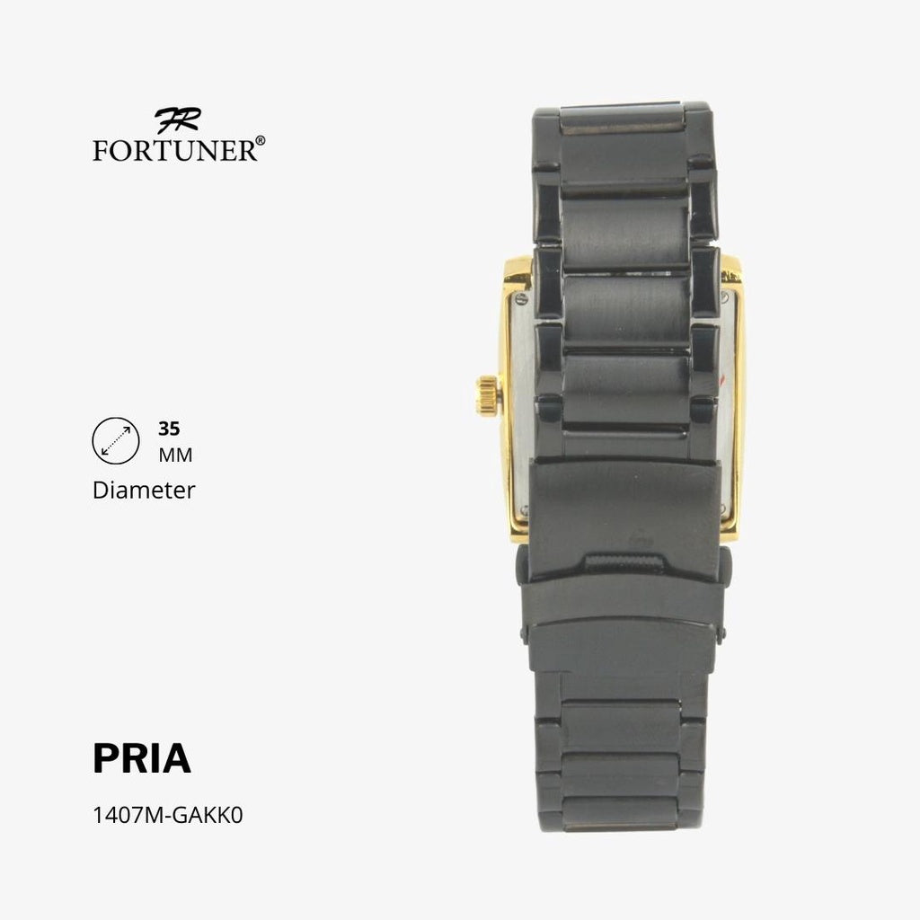 Fortuner Jam Tangan Fashion Pria Analog Water Resistant Rantai Stainless Gold Silver Hitam Heber