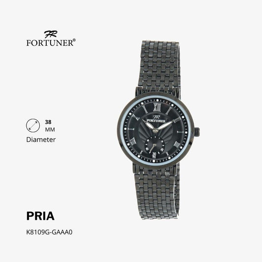 Fortuner Jam Tangan Analog Pria Hitam Water Resistant Arrow